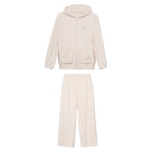 华歌尔Wacoal中厚款奥丽绒秋冬可外穿连帽家居服套装女睡衣WD7513