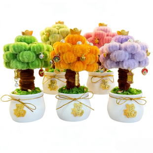 发财树扭扭棒材料包手工DIY儿童制作花束摆件摇钱树装饰送礼女孩