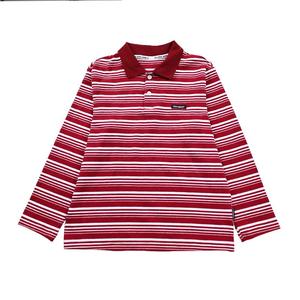 儿童miu系复古条纹t恤2025春季新款女童学院风衬衣长袖上衣polo衫