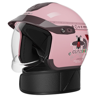 君豪龙头盔女电动车冬季保暖防雾复古半盔摩托车男四季款安全帽