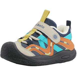 迷你巴拉巴拉加绒运动鞋男女童防滑防踢撞橡胶底免系带魔术贴鞋子