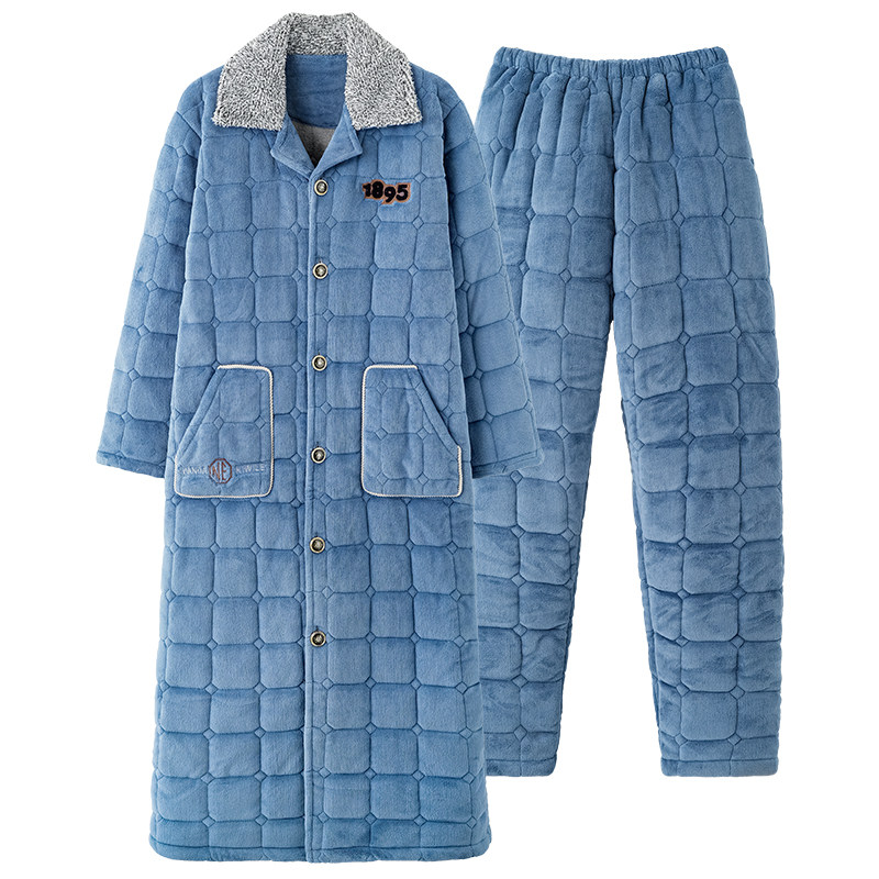 芬腾正品秋冬男珊瑚绒家居服套装