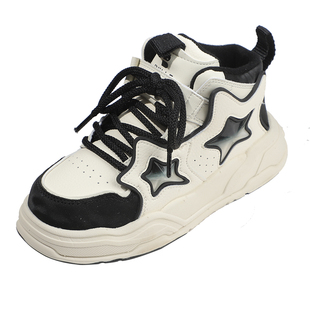 百丽童鞋儿童时尚休闲鞋女童冬季加绒保暖高帮板鞋男童软底宝宝鞋