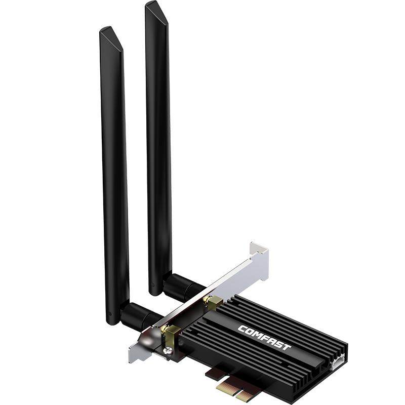 COMFAST CF-AX200PRO PCIE无线网卡台式机3000M千兆双频5g电脑内置PCIE接口蓝牙5.2二合一wifi6接收器 8814AU
