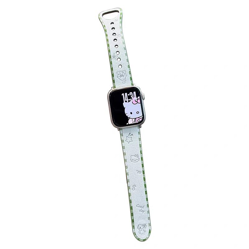 适用iwatch可爱kt毛绒单钉皮表带