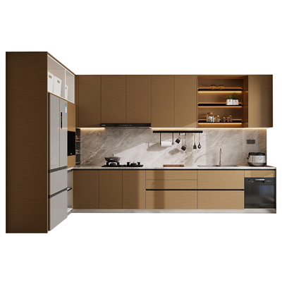 全友全屋定制厨房橱柜一体靠墙柜子L型石英石厨房改造厨房灶台柜