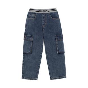 RBIGX瑞比克童装秋季新款洋气罗文多袋大口潮流牛仔裤