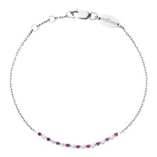 Redline/红绳女士0.16克拉圆形钻石红宝石白金链制手链