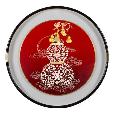 五福临门手工铜雕装饰画圆形玄关