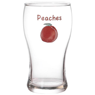 吃个桃子！原创印花玻璃杯吸管杯甜品杯可爱兔子水杯子啤酒饮料杯