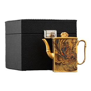 周鸿杰大师手工四方茶壶鎏金复古中国风四圣兽轻奢功夫茶具礼盒装