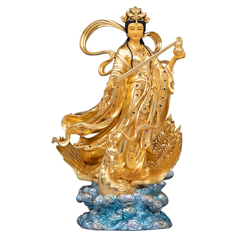 康盛铜贴金九天玄女神像摆件