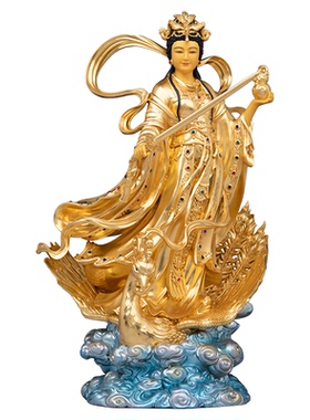 康盛铜贴金九天玄女神像摆件