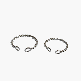 包邮 VF手工定制925纯银麻花戒指食指戒尾戒关节戒 可调节