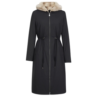 NAERSI娜尔思水貂毛皮草尼克服气质轻奢毛领25年冬冬御寒连帽外套