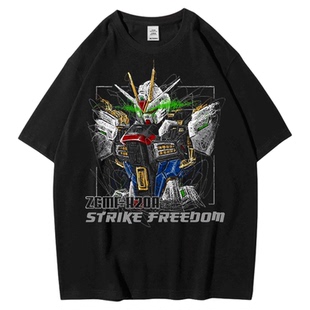 2025新款机动战士T恤男联名日系动漫复古印花短袖休闲纯棉衣服潮