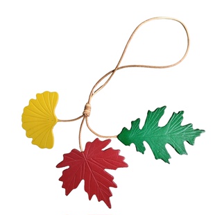 手工缝制头层牛皮小马枫叶包包挂件复古摇摇马银杏叶手账挂饰礼物