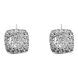 s999纯银方糖锆石耳钉女足银养耳洞耳骨钉爆闪轻奢高级感银针耳饰