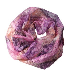 可挂耳朵面纱防晒蕾丝印花网纱丝巾围脖护颈夏季薄新款女镂空脖套