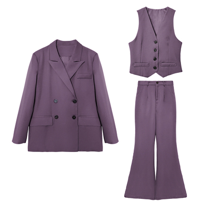 高级感气质廓形西服马甲微喇裤女