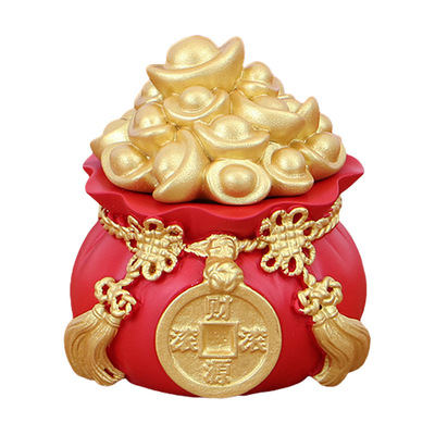 招财进宝聚宝盆财神爷钱袋金元宝摆件发财树小汽车载办公桌装饰品
