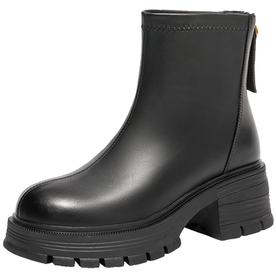 百丽女靴厚底显瘦瘦靴弹