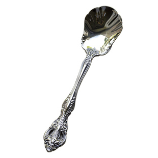 18-10不锈钢法式洛可可复古浮雕甜品勺蛋糕勺冰激凌勺/做旧/亮银