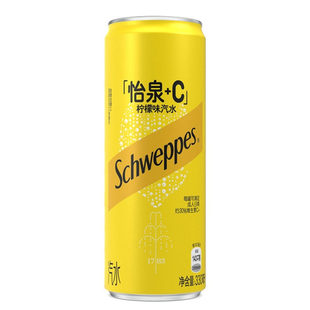 怡泉Schweppes+C柠檬味加C汽水碳酸饮料330ml罐装含糖汽水气泡水