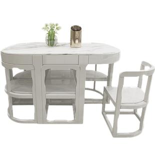 全实木餐桌椅小户型餐厅长方形现代简约大理石家用轻奢省空间饭桌