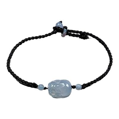 天然翡翠貔貅编织手链乳白