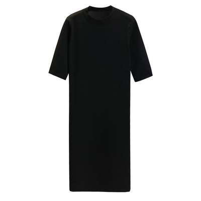 黑色针织连衣裙早春宽松打底裙