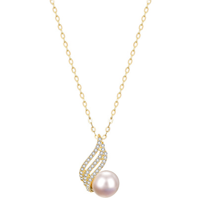 天使之翼纯银珍珠颈链女高级设计