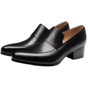 广州村哥迪郎一脚蹬高跟白色牛皮德比鞋英伦增高尖头正装浅口皮鞋