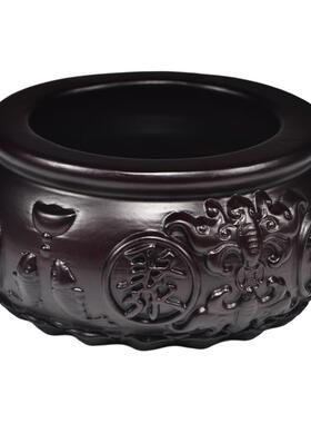 黑檀木雕聚宝盆摆件实木工艺品客厅家居办公室公司店铺开业送礼品