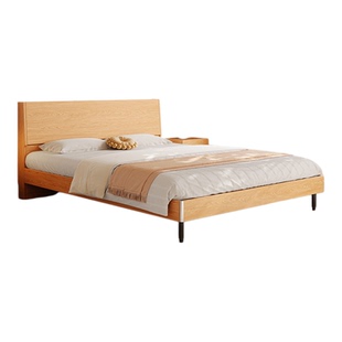 橡木定制床0.8-2m现代简约主卧1米8双人床1.2米1.5单人架子实木床