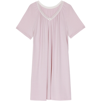 安莉芳专柜新品薄荷曼波v领短袖短款睡裙女士可外穿家居裙EL00735