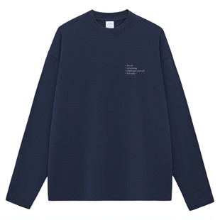 DICEOFF长袖T恤宽松休闲纯棉圆领上衣春秋季小领口打底衫