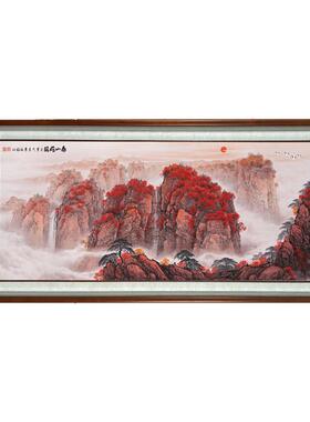 朱砂泰山日出东方有山无水挂画