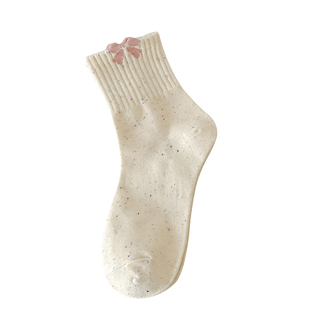 点子纱袜子女中筒袜秋冬款纯棉可爱卡通小花运动风春秋ins潮百搭