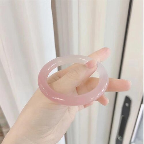 天然玛瑙玉髓10mm郁金香粉色水蜜桃圆条手镯小清新半粉半白少女款