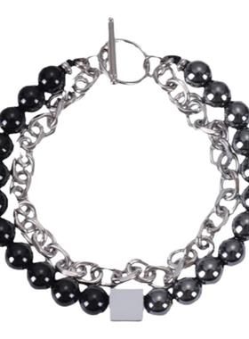 FF假朋友天然石钛钢双层手链男女