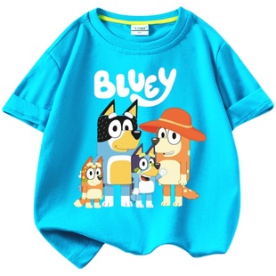 2026夏季卡通狗狗不鲁伊纯棉短袖上衣儿童圆领Ｔ恤男女童宝宝动漫