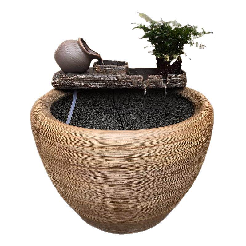 循环流水陶罐造景摆件