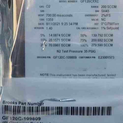 议价Brooks流量计GF120CXXC，O2气体专用，量程20