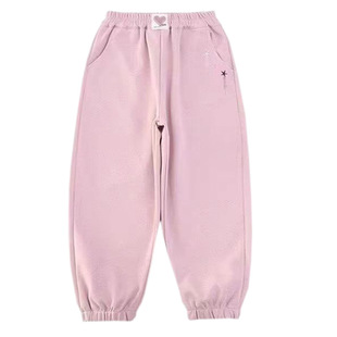 女童裤子春秋款运动裤2025新款中大童加绒加厚束脚裤儿童休闲卫裤