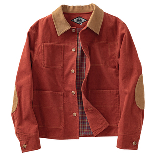 SOARIN美式工装灯芯绒翻领夹克男 阿美咔叽撞色多巴胺谷仓外套