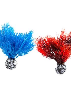 鱼缸造景装饰仿真水草扇形丝绸