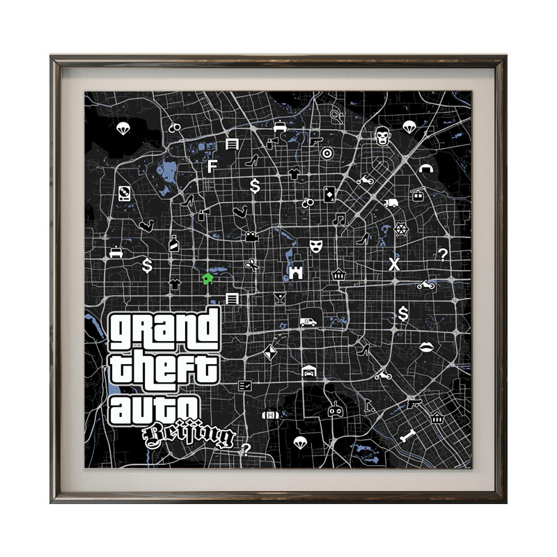 GTA侠盗猎车手定制装饰画创意电竞游戏成都天津北京所有城市定制