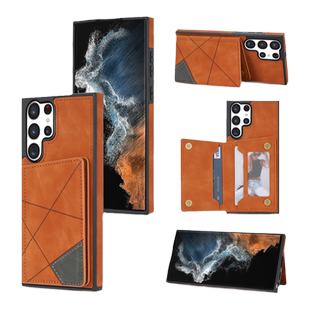 畅晟 samsung s23ultra case适用三星S23手机壳新品S22 plus插卡支架S23+后盖防摔保护套皮质格纹phone cover