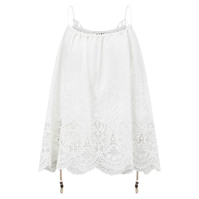 ODTD春夏镂空刺绣A字吊带背心